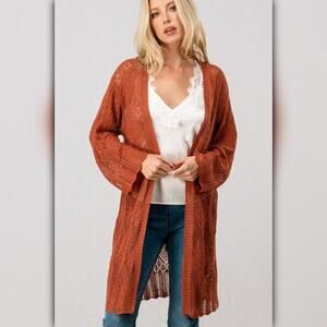 A713 ◾Lace Bell Sleeve Crochet Cardigan